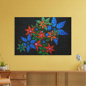 gekleurde Floral Pattern Burlap Rustic Jute Canvas Afdruk (Insitu (Woonkamer))