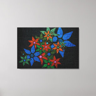 gekleurde Floral Pattern Burlap Rustic Jute Canvas Afdruk