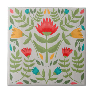  gekleurde Floral Tegeltje