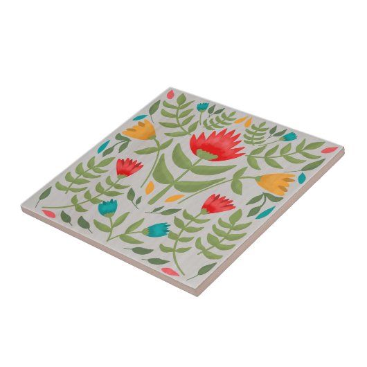  gekleurde Floral Tegeltje (Zijkant)