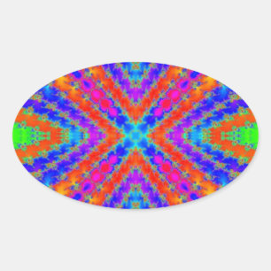 gekleurde fractale kaleidoscoop Art Ovale Sticker