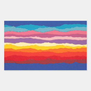 Gekleurde gescheurde papieren stripranden. rechthoekige sticker