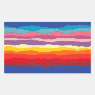 Gekleurde gescheurde papieren stripranden. rechthoekige sticker