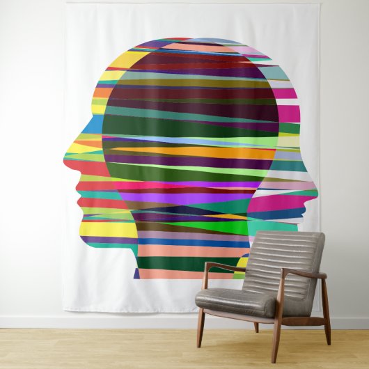 Gekleurde Gezichten Tapijt Wandkleed (In situ)