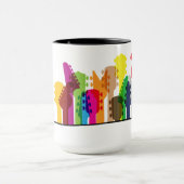 Gekleurde gitaar, gitaren met muziek noot. Gitaris Mok (Midden)