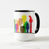 Gekleurde gitaar, gitaren met muziek noot. Gitaris Mok (Voorkant rechts)