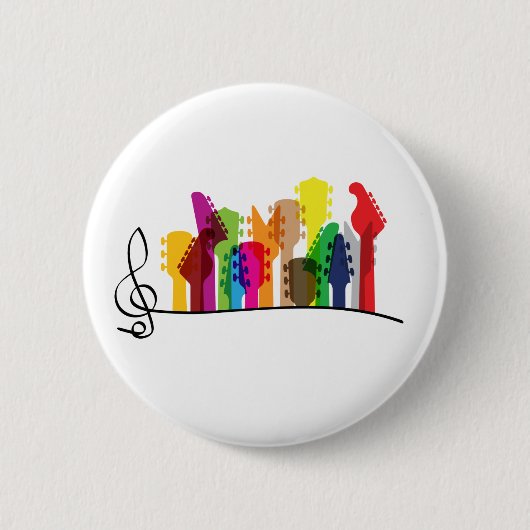 Gekleurde gitaar, gitaren met onbehagen. Gitaris Ronde Button 5,7 Cm (Voorkant)