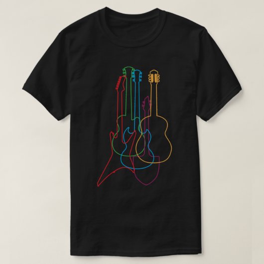 gekleurde gitaren Elektrisch Akoestisch Klassiek G T-shirt (Design voorkant)