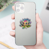 Gekleurde Glas-in-lood Lotos Bloem Sticker (Telefoon)