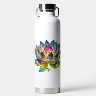 Gekleurde Glas-in-lood Lotus Bloem Waterfles