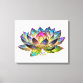 Gekleurde glas-in-lood lotusbloem op wit canvas afdruk (Voorkant)