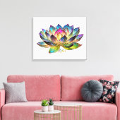 Gekleurde glas-in-lood lotusbloem op wit canvas afdruk (Insitu (Woonkamer))