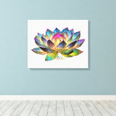 Gekleurde glas-in-lood lotusbloem op wit canvas afdruk (Insitu (Houten vloer))