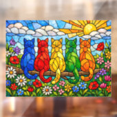 Gekleurde Glas Kat Huis Raam Sticker (Vel 2)