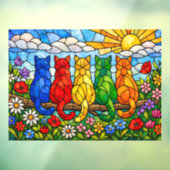Gekleurde Glas Kat Huis Raam Sticker (Vel 3)