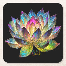 Gekleurde Glas Kleurrijke Lotus Bloem op Zwart