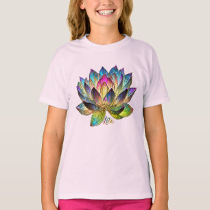 Gekleurde glas kleurrijke lotusbloem t-shirt
