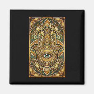 Gekleurde glas Mandala Hamsa Hand Spirituele Medit Magneet