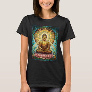 Gekleurde glazen Boeddha Zen Boeddhisme Spirituele T-shirt