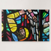 gekleurde glazen kerk legpuzzel (Horizontaal)