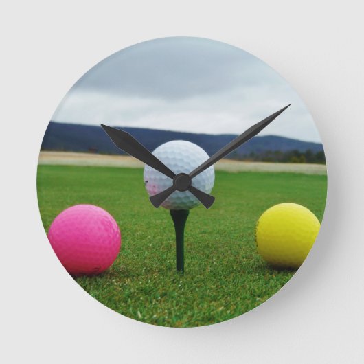 Gekleurde Golfballen, bergt - shirt Ronde Klok (Voorkant)
