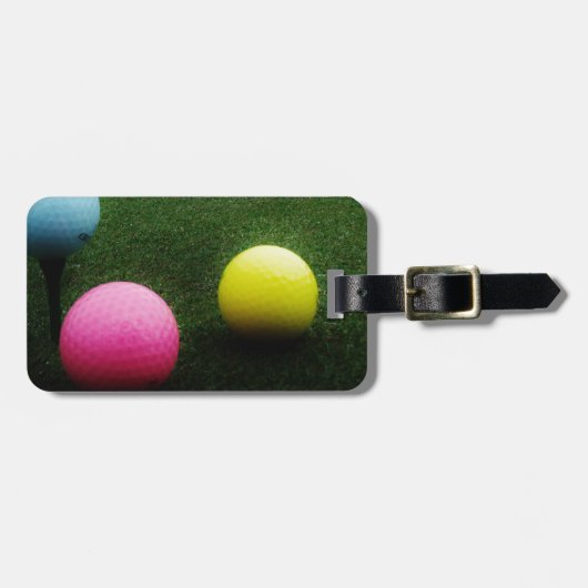 gekleurde golfballen en kar bagagelabel (Voorkant horizontaal)