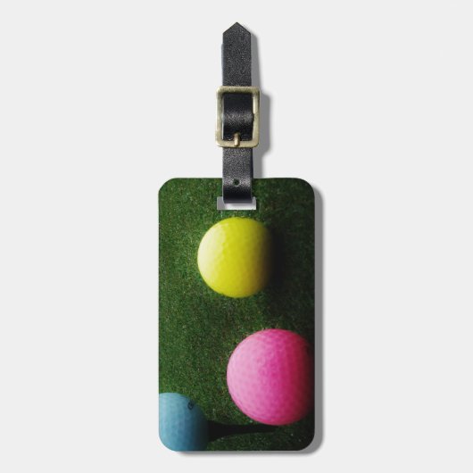 gekleurde golfballen en kar bagagelabel (Voorkant verticaal)