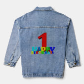 Gekleurde Happy Birthday Typografie Baby Denim Jacket (Achterkant)