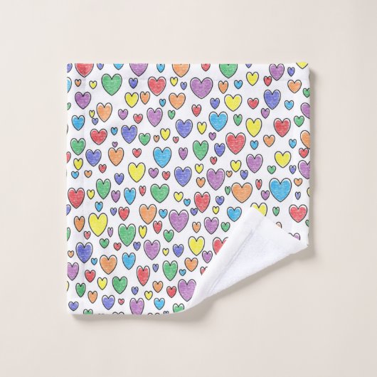 gekleurde harten bad handdoek (Wasdoekje)