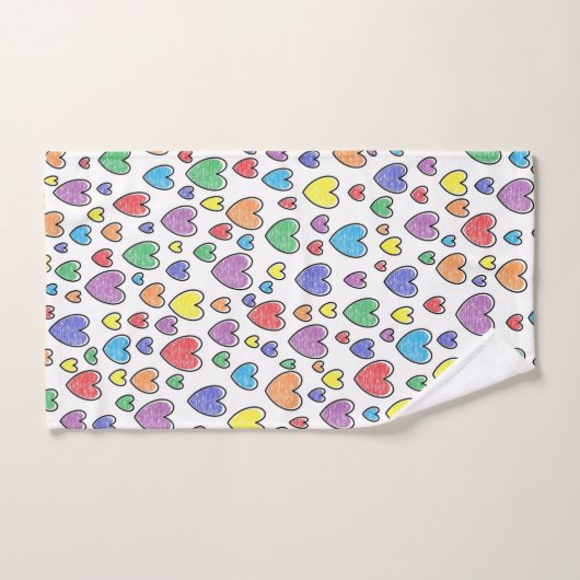 gekleurde harten bad handdoek (Handdoek)