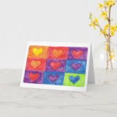 gekleurde harten in vierkanten kaart (Gele Bloem)