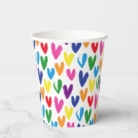 gekleurde harten papieren bekers (Achterkant)