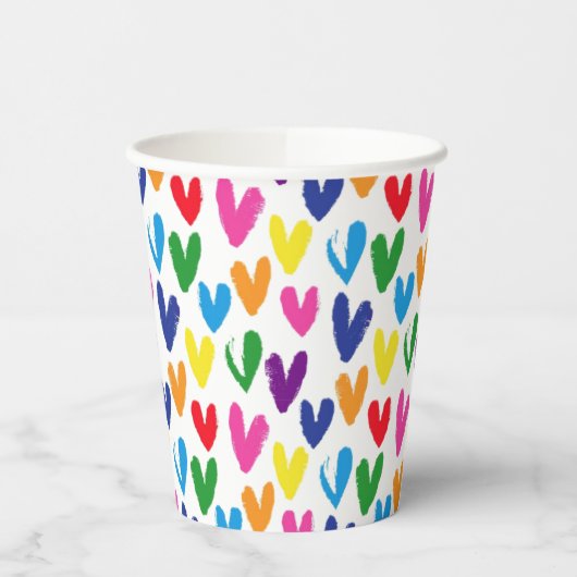 gekleurde harten papieren bekers (Links)
