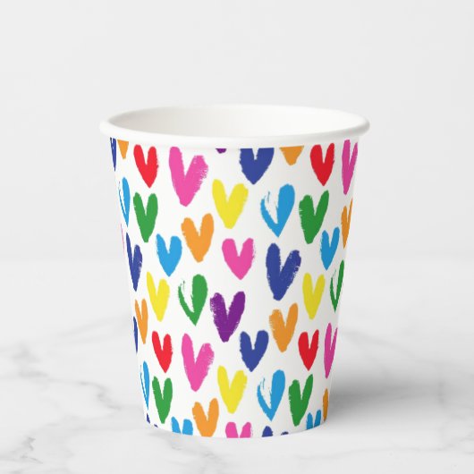 gekleurde harten papieren bekers (Voorkant)
