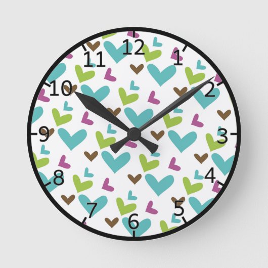 gekleurde harten ronde klok (Voorkant)