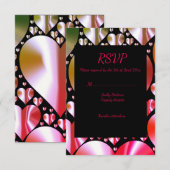 gekleurde harten rsvp reactiekaart trouwpartij kaartje (Voorkant / Achterkant)