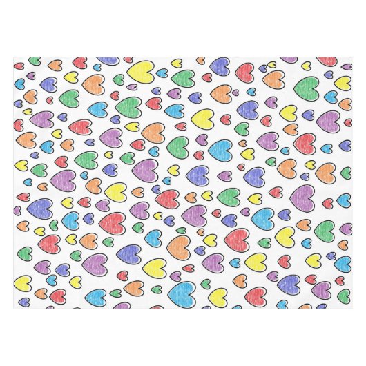 gekleurde harten tafelkleed (Voorkant (Horizontaal))