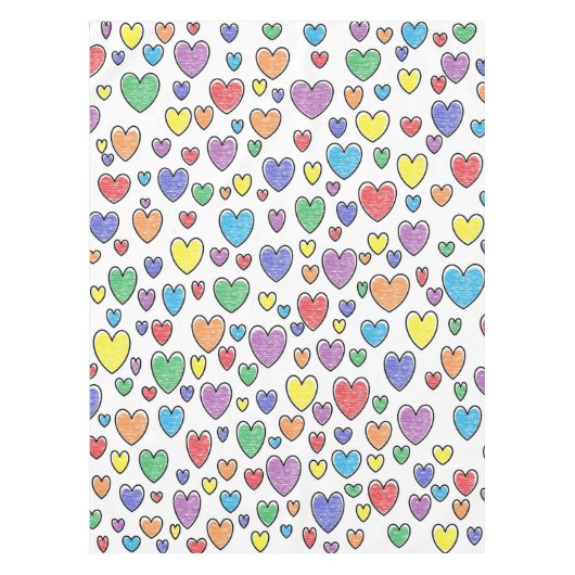 gekleurde harten tafelkleed (Voorkant)