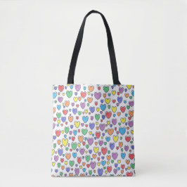 gekleurde harten tote bag