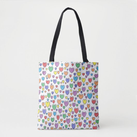 gekleurde harten tote bag (Voorkant)