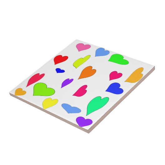 gekleurde hartentegel tegeltje (Zijkant)