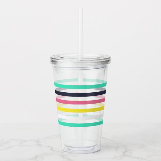 Gekleurde horizontale strepen acryl drinkbeker (Voorkant)