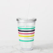 Gekleurde horizontale strepen acryl drinkbeker (Achterkant)