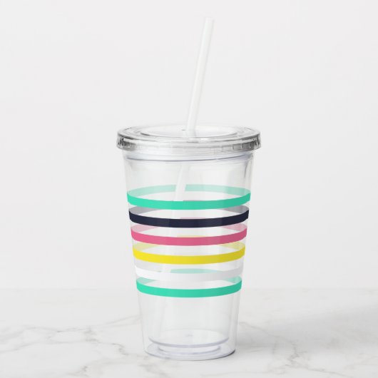 Gekleurde horizontale strepen acryl drinkbeker (Achterkant)