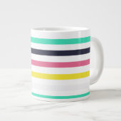 Gekleurde horizontale strepen grote koffiekop (Voorkant rechts)