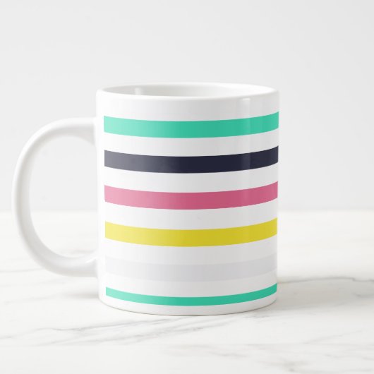 Gekleurde horizontale strepen grote koffiekop (Links)