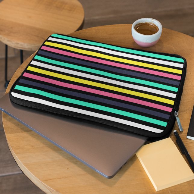 Gekleurde horizontale strepen laptop sleeve (Colored Horizontal Stripes Laptop Sleeve)