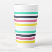 Gekleurde horizontale strepen latte mok (Voorkant)