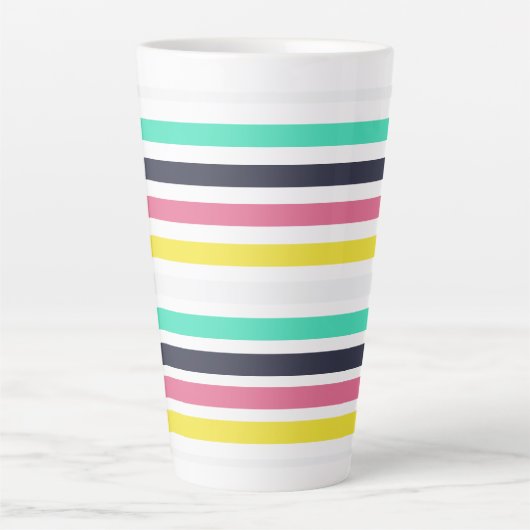 Gekleurde horizontale strepen latte mok (Voorkant)