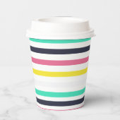 Gekleurde horizontale strepen papieren bekers (Achterkant)